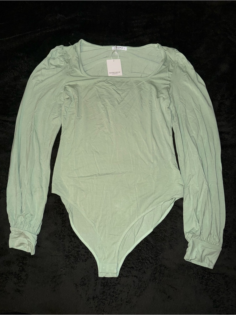 Mango Long Sleeve Square Neck Bodysuit - Mint